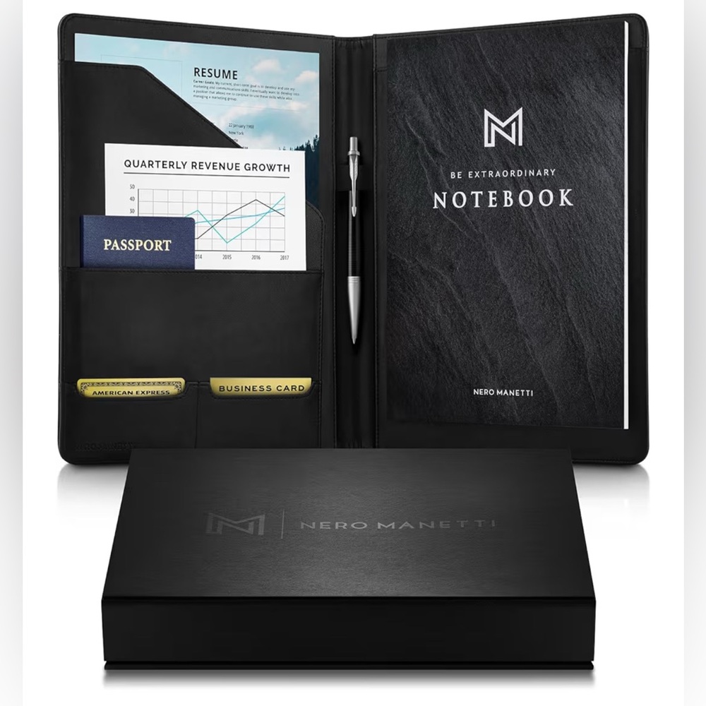 - Zippered Vegan Leather Padfolio/Portfolio Pad Holder-Business PU Leather No...